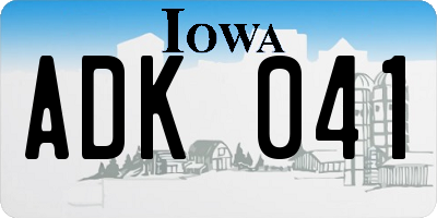 IA license plate ADK041