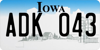 IA license plate ADK043