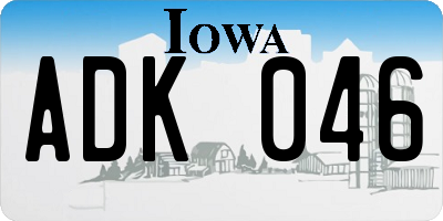 IA license plate ADK046