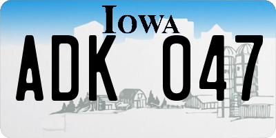 IA license plate ADK047