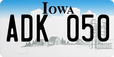 IA license plate ADK050