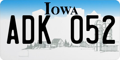 IA license plate ADK052