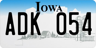 IA license plate ADK054