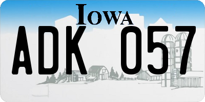IA license plate ADK057