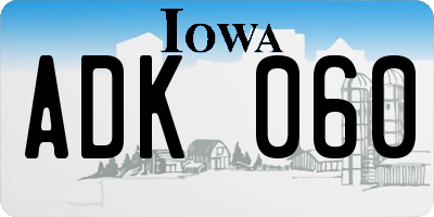 IA license plate ADK060