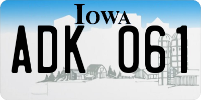 IA license plate ADK061
