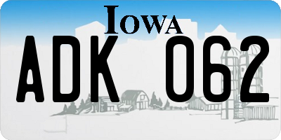 IA license plate ADK062