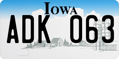 IA license plate ADK063