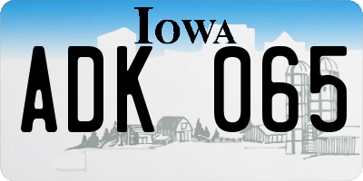 IA license plate ADK065