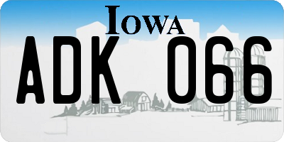 IA license plate ADK066