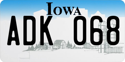 IA license plate ADK068