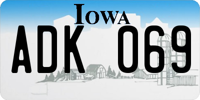 IA license plate ADK069