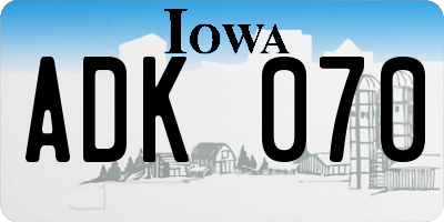 IA license plate ADK070