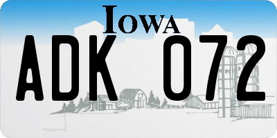 IA license plate ADK072