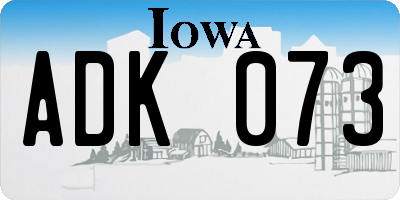 IA license plate ADK073