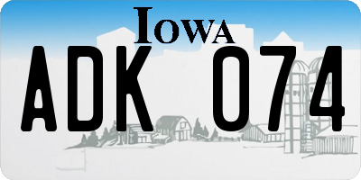 IA license plate ADK074