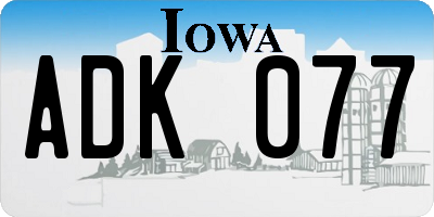 IA license plate ADK077