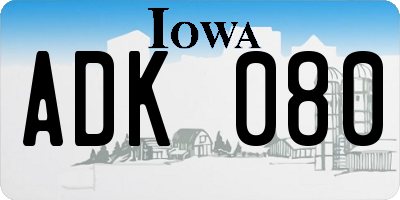IA license plate ADK080