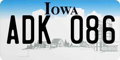IA license plate ADK086