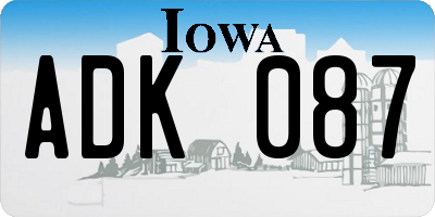 IA license plate ADK087