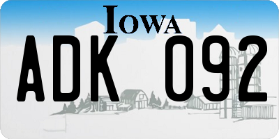 IA license plate ADK092