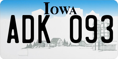 IA license plate ADK093