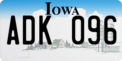 IA license plate ADK096