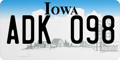 IA license plate ADK098