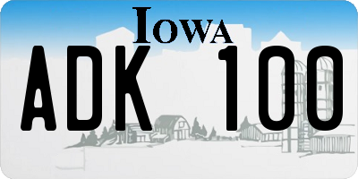 IA license plate ADK100