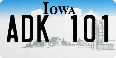 IA license plate ADK101