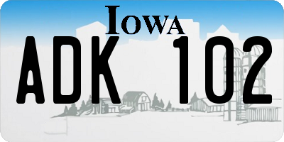 IA license plate ADK102