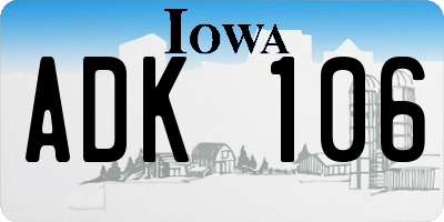 IA license plate ADK106