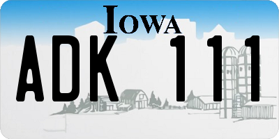 IA license plate ADK111