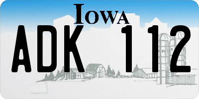 IA license plate ADK112