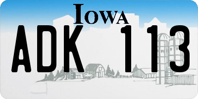 IA license plate ADK113