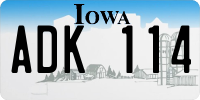 IA license plate ADK114