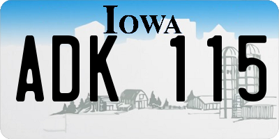 IA license plate ADK115