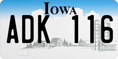 IA license plate ADK116