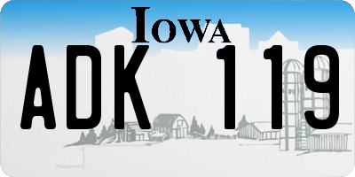 IA license plate ADK119
