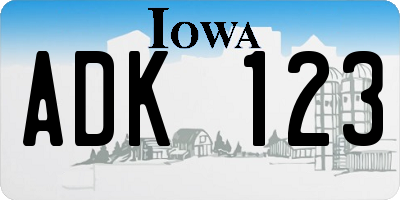 IA license plate ADK123