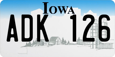 IA license plate ADK126