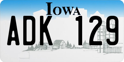 IA license plate ADK129