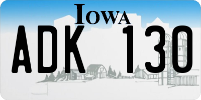 IA license plate ADK130