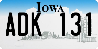 IA license plate ADK131
