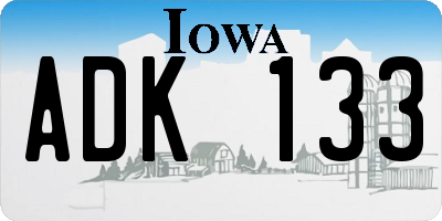 IA license plate ADK133