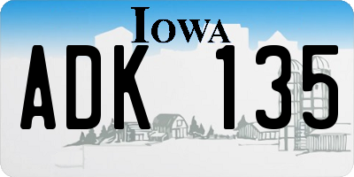 IA license plate ADK135