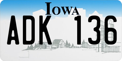 IA license plate ADK136