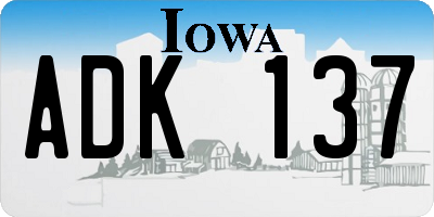 IA license plate ADK137
