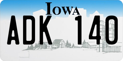 IA license plate ADK140