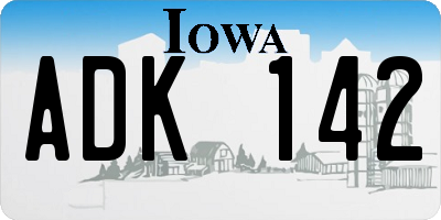 IA license plate ADK142